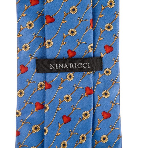 NINA RICCI TIE W/ TAGS France Purple Silk Floral Heart $ 149 - Picture 3 of 7